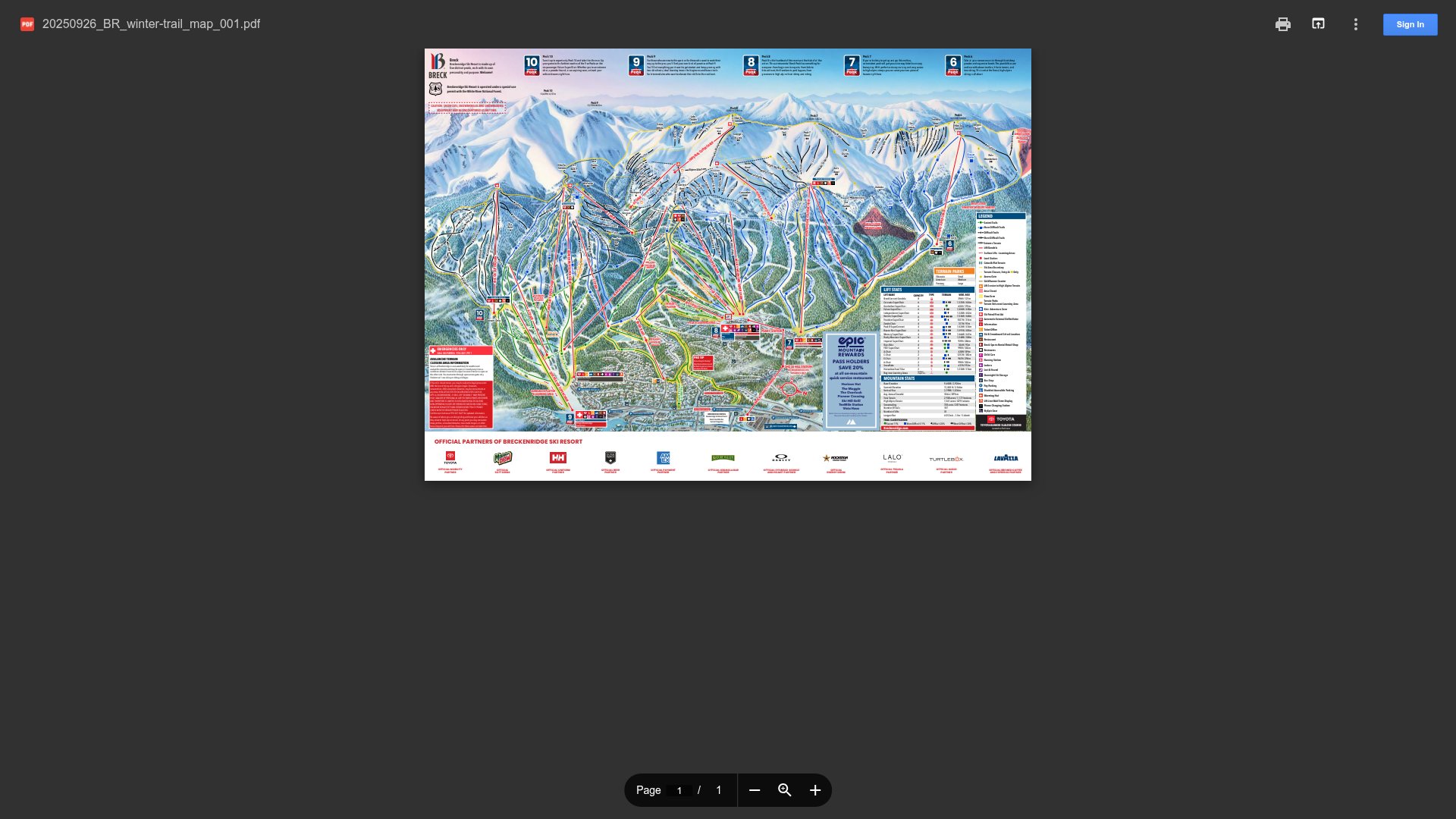 Breckenridge Ski Resort trail map thumbnail