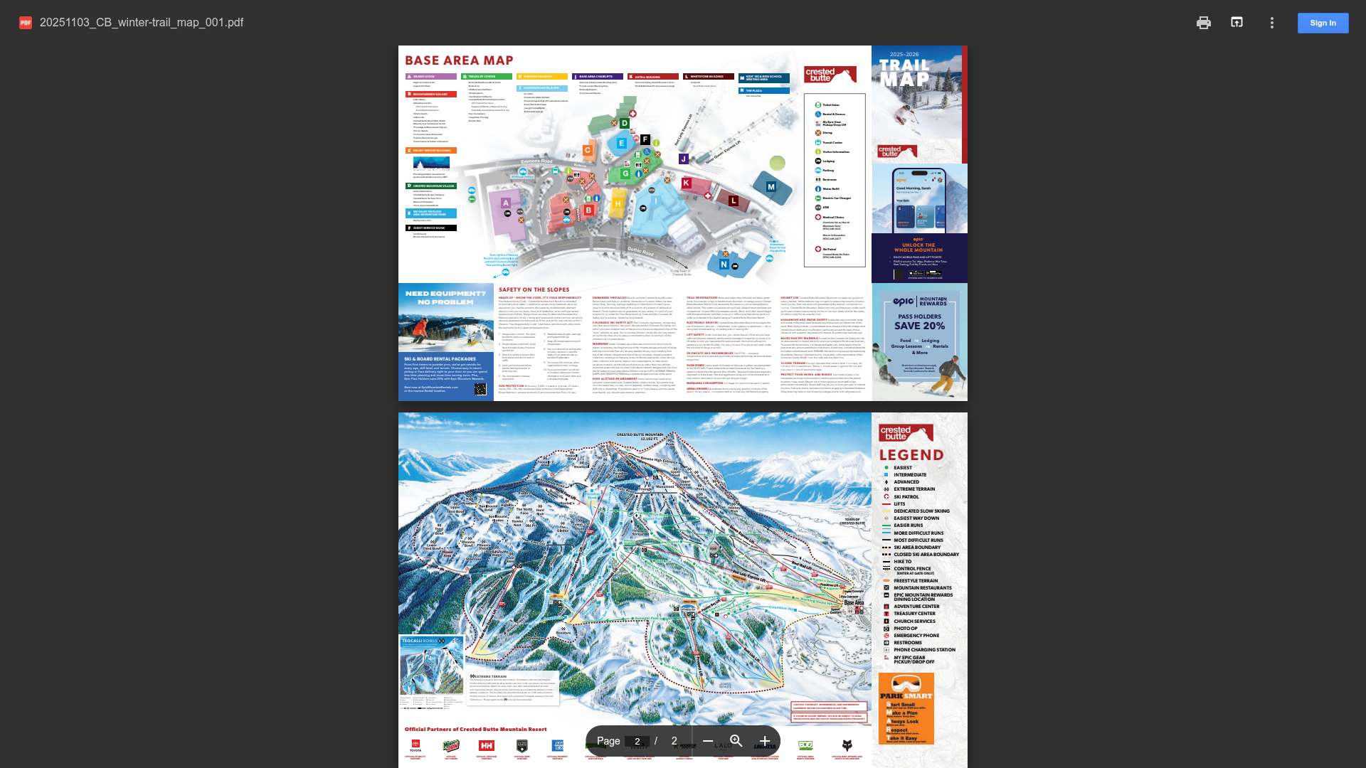 Crested Butte Mountain Resort trail map thumbnail