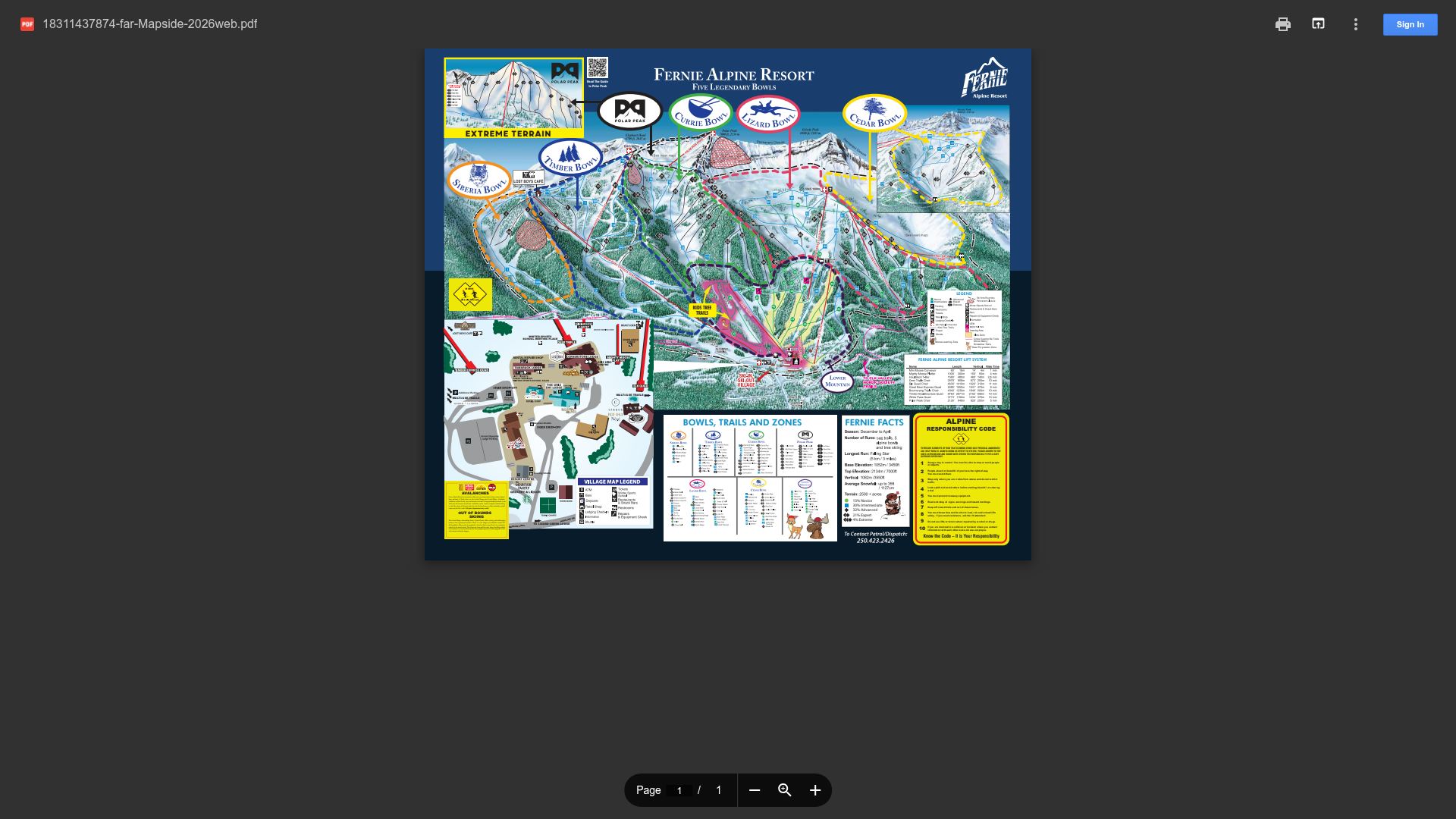 Fernie Alpine Resort trail map thumbnail