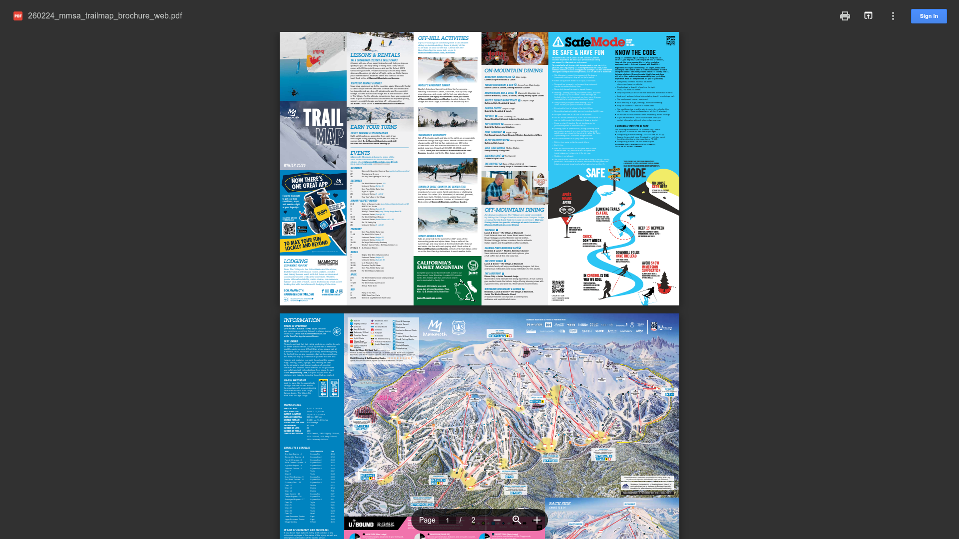 Mammoth Mountain trail map thumbnail