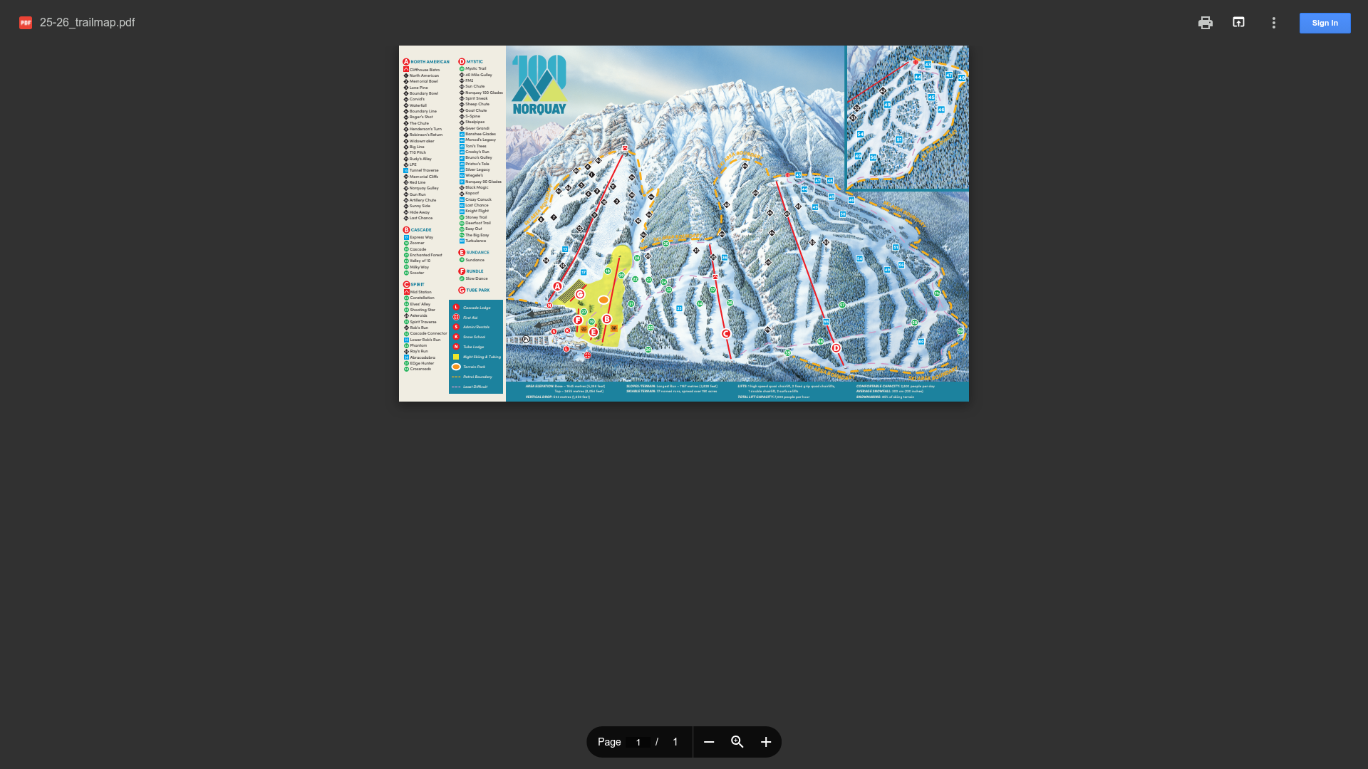 Mount Norquay trail map thumbnail