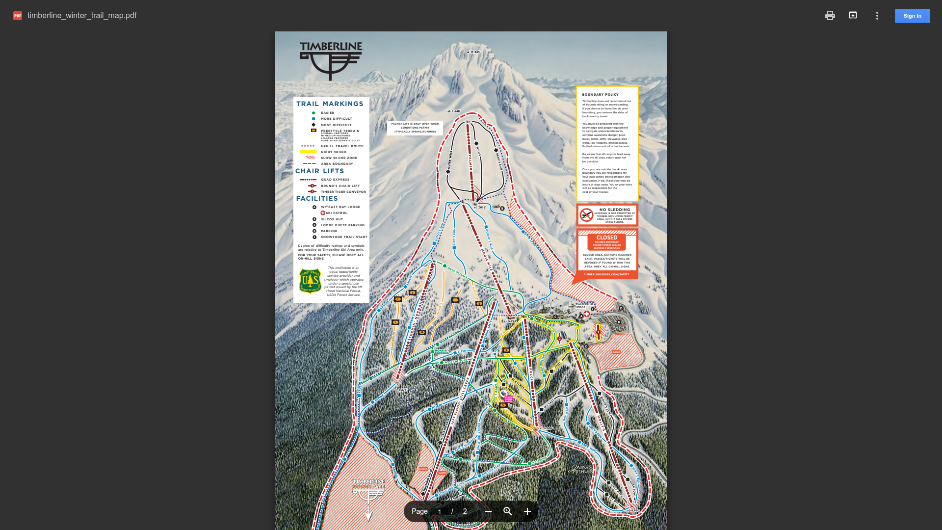 Timberline trail map thumbnail